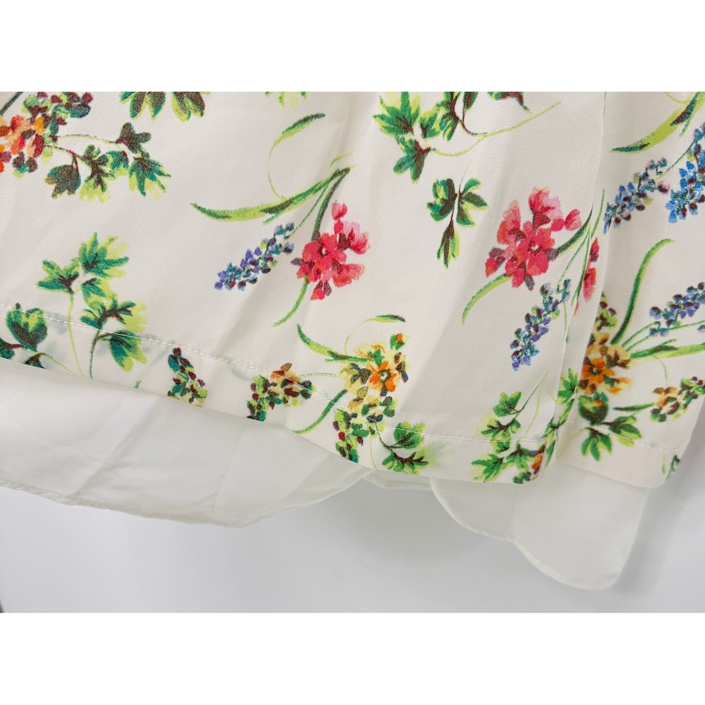 Rose + Olive Womens 2X Floral V-Neck Sleeveless Blouse White Layered‎ Hem Top - Picture 4 of 8